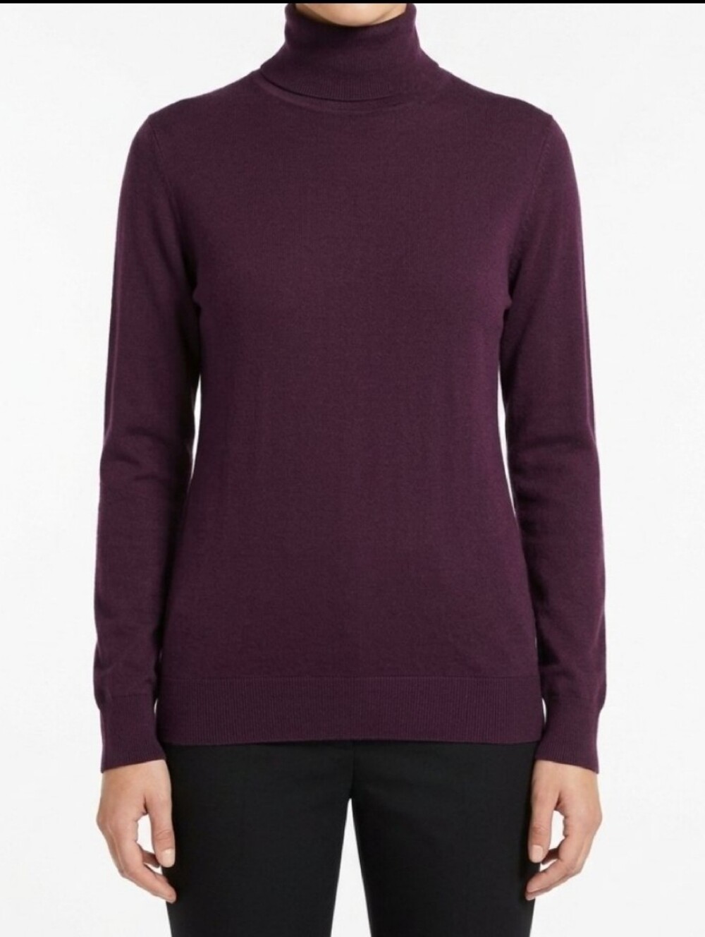 Ann Taylor Rayon Nylon Knit Plum Turtle Neck Women Sweater Stylish Thin Sz L